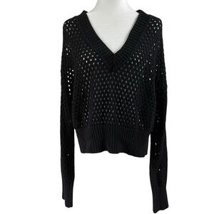 Dynamite Black Eyelet Knit Oversized Sweater US S